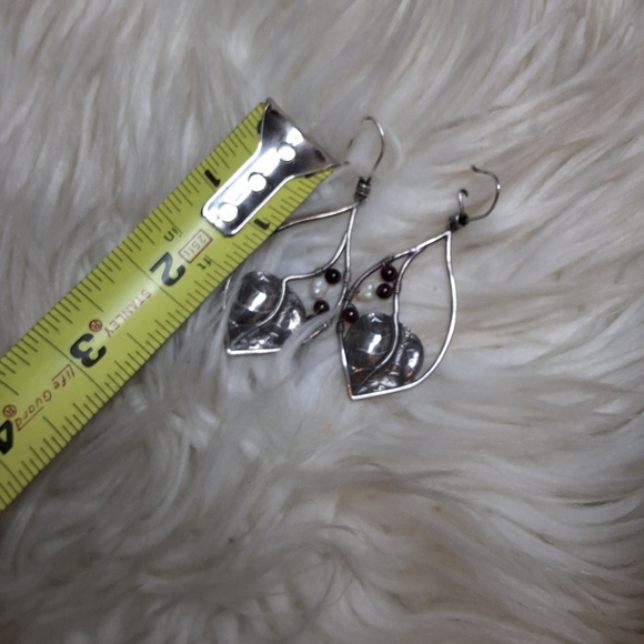 Vintage Sterling leaves earrings - Picture 7 of 10